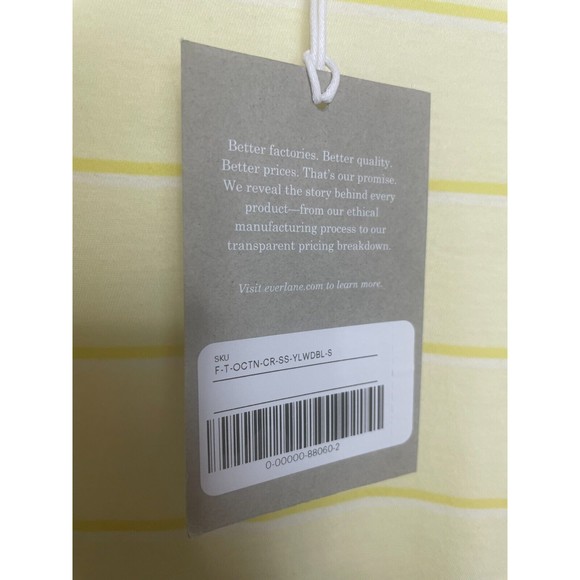 Everlane Small Organic Cotton Striped Tee Yellow Crewneck Short Sleeve NWT - Picture 6 of 9